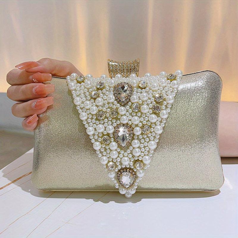 Pearl Rhinestone Clutch Bag Elegant Evening Bag