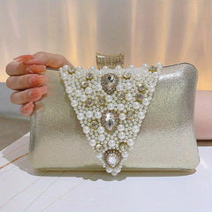 Pearl Rhinestone Clutch Bag Elegant Evening Bag