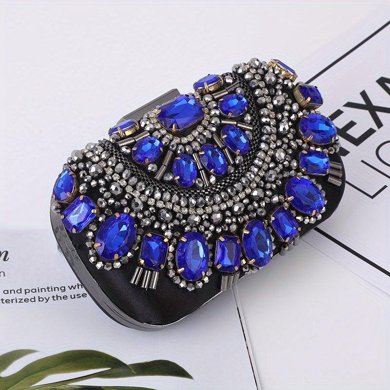 Beaded Rhinestone Evening Bag Clutch Purse For Wedding Dinner