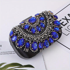 Beaded Rhinestone Evening Bag Clutch Purse For Wedding Dinner