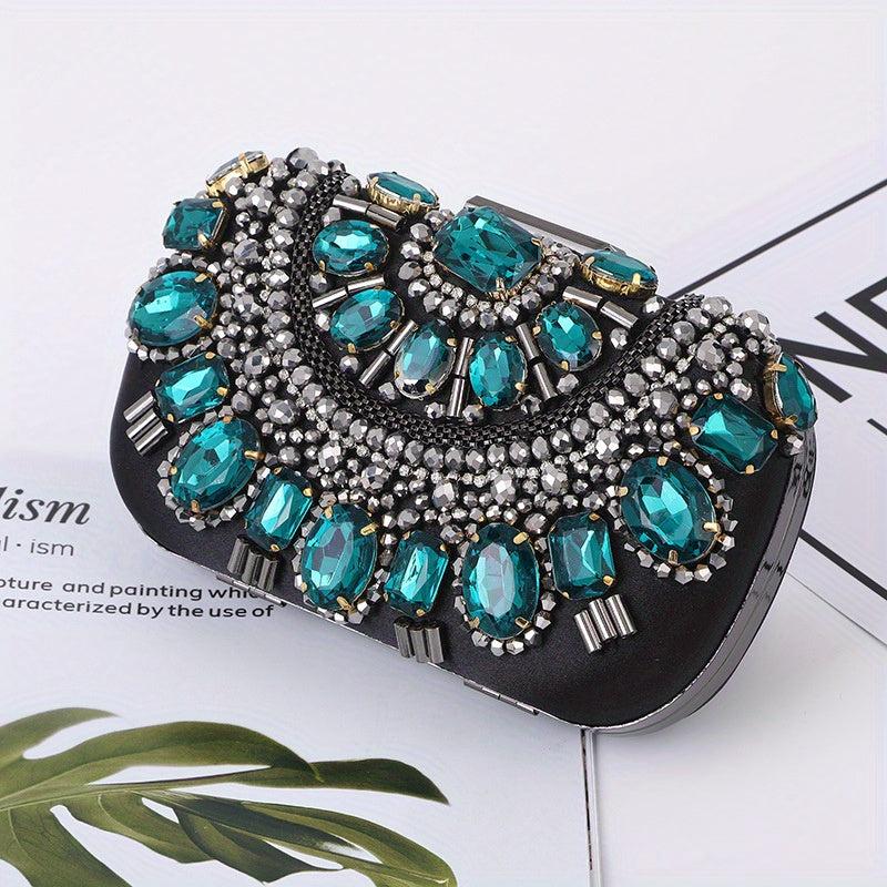 Beaded Rhinestone Evening Bag Clutch Purse For Wedding Dinner