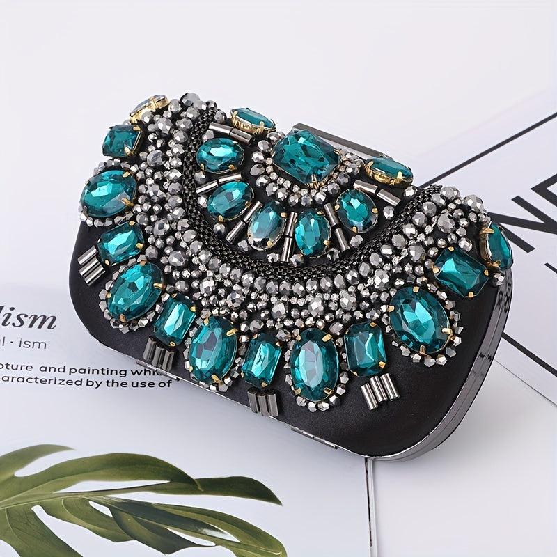 Beaded Rhinestone Evening Bag Clutch Purse For Wedding Dinner