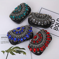 Beaded Rhinestone Evening Bag Clutch Purse For Wedding Dinner