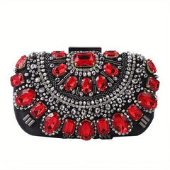 Beaded Rhinestone Evening Bag Clutch Purse For Wedding Dinner