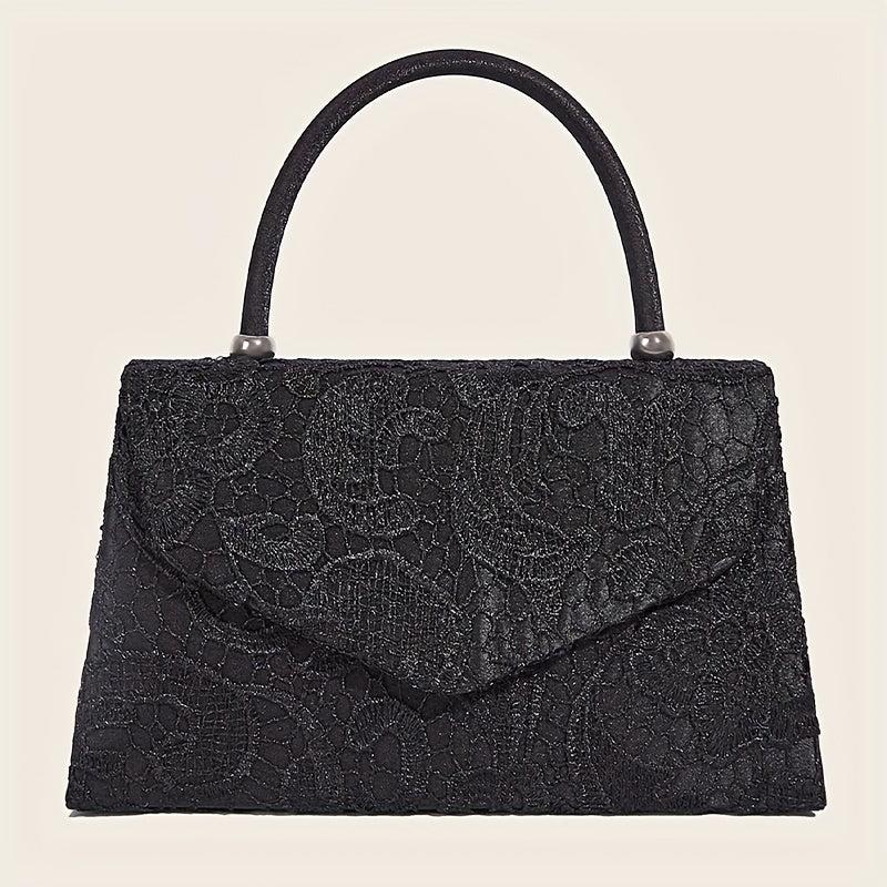 Floral Jacquard Handle Bag Evening Party Bag Metal Chain Shoulder Bag