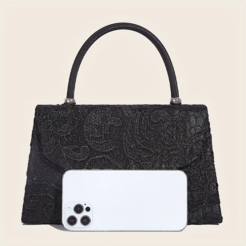 Floral Jacquard Handle Bag Evening Party Bag Metal Chain Shoulder Bag