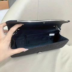 Glitter Buckle Clutch Bag Metal Chain Crossbody Bag