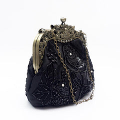 Vintage Rose Clutch Bag Beaded Handbag Mini Handbag