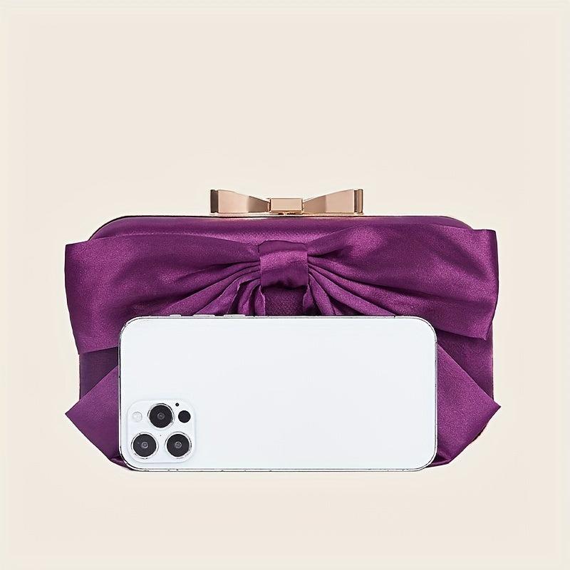 Sweet Classic Bow Decor Clutch Purse for Wedding Party Prom
