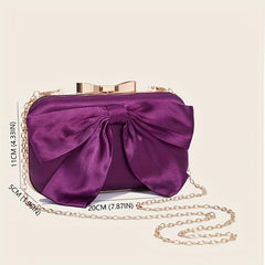 Sweet Classic Bow Decor Clutch Purse for Wedding Party Prom