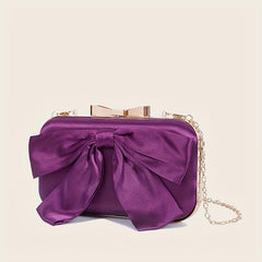 Sweet Classic Bow Decor Clutch Purse for Wedding Party Prom