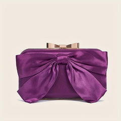 Sweet Classic Bow Decor Clutch Purse for Wedding Party Prom
