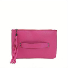 Lychee Pattern Clutch Bag with Tassel Zipper