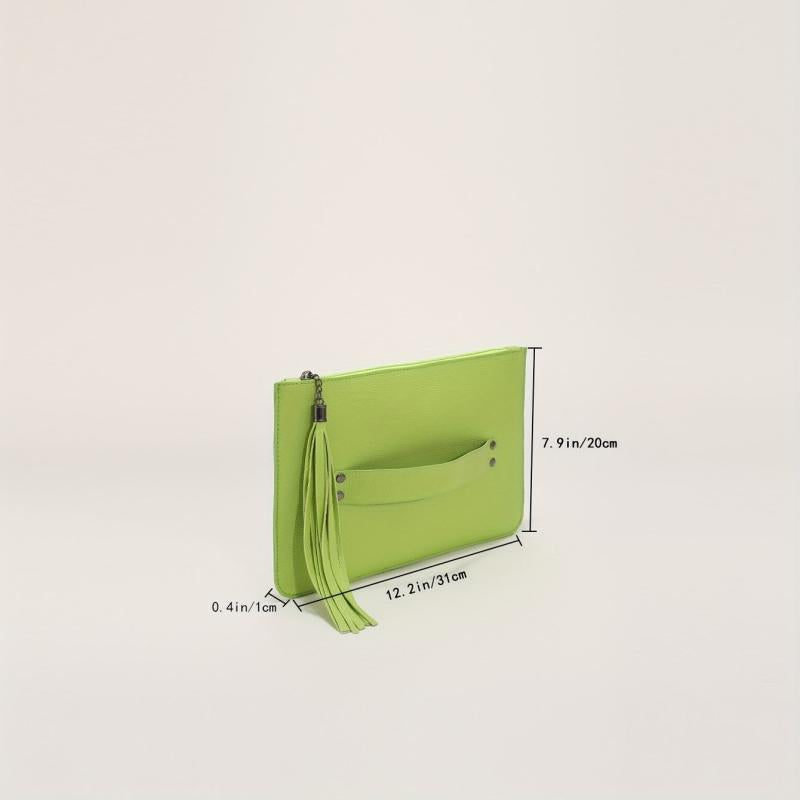 Lychee Pattern Clutch Bag with Tassel Zipper