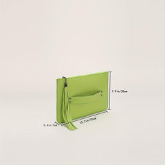 Lychee Pattern Clutch Bag with Tassel Zipper