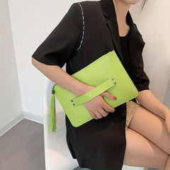 Lychee Pattern Clutch Bag with Tassel Zipper