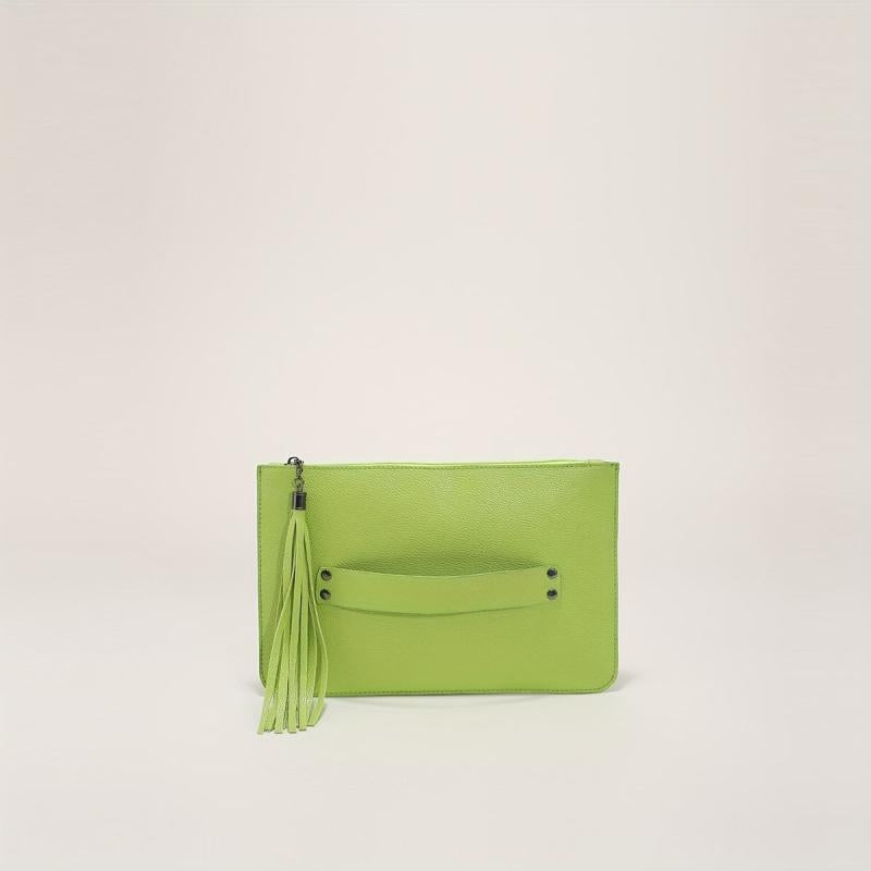 Lychee Pattern Clutch Bag with Tassel Zipper