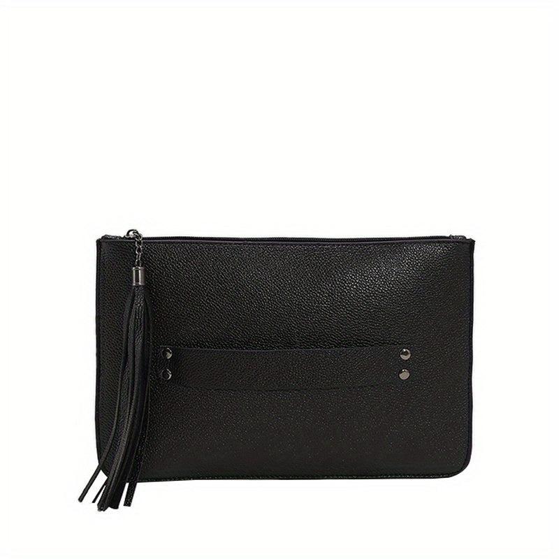 Lychee Pattern Clutch Bag with Tassel Zipper