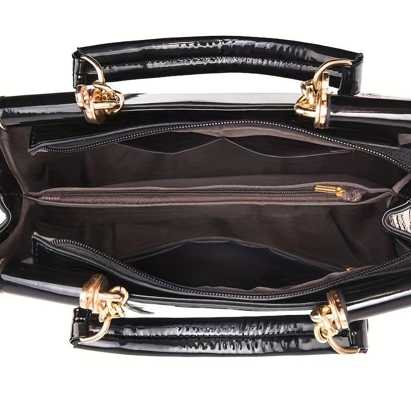 Flower Sequins Crossbody Bag Patent Leather Satchel