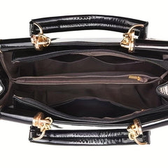 Flower Sequins Crossbody Bag Patent Leather Satchel
