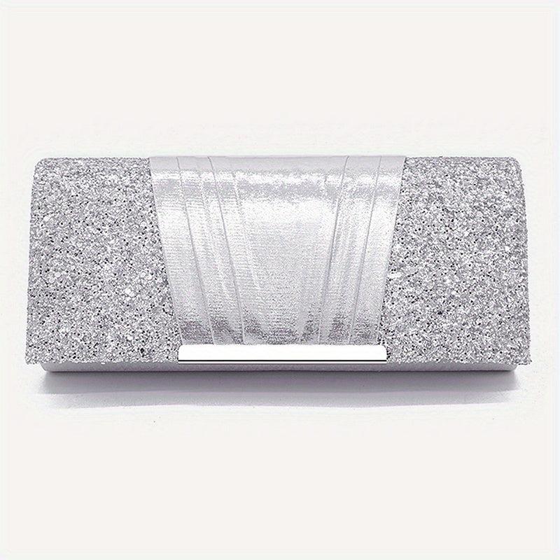 Sequins Decor Clutch Bag Classic Flap Evening Bag for Party Wedding