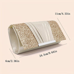 Sequins Decor Clutch Bag Classic Flap Evening Bag for Party Wedding