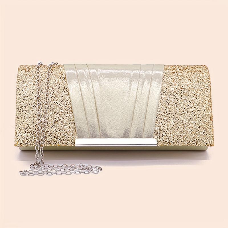 Sequins Decor Clutch Bag Classic Flap Evening Bag for Party Wedding
