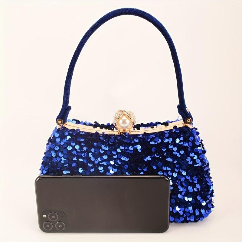 Glitter Sequins Clutch Purse Rhinestone Handbag for Wedding Party