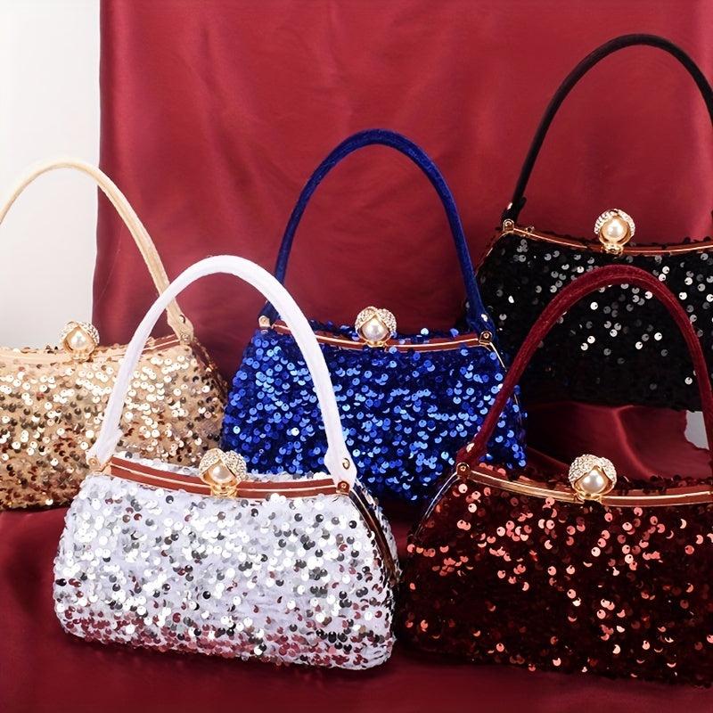 Glitter Sequins Clutch Purse Rhinestone Handbag for Wedding Party