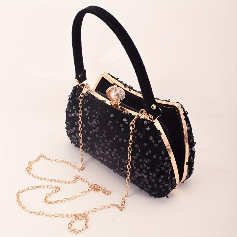 Glitter Sequins Clutch Purse Rhinestone Handbag for Wedding Party