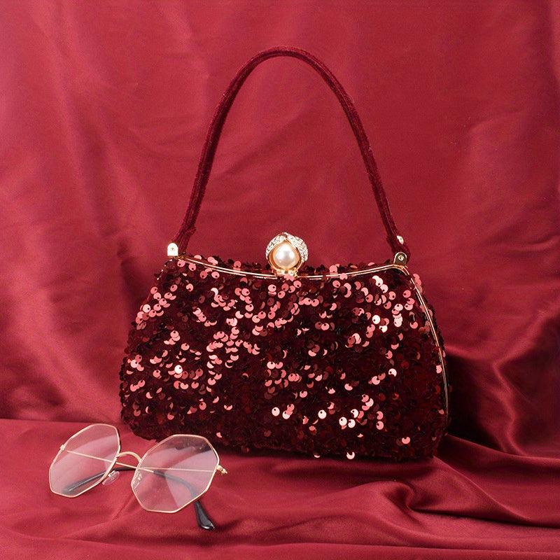 Glitter Sequins Clutch Purse Rhinestone Handbag for Wedding Party