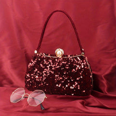 Glitter Sequins Clutch Purse Rhinestone Handbag for Wedding Party
