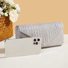 Pleated Evening Flap Clutch Bag Party Shoulder Bag