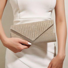 Pleated Evening Flap Clutch Bag Party Shoulder Bag