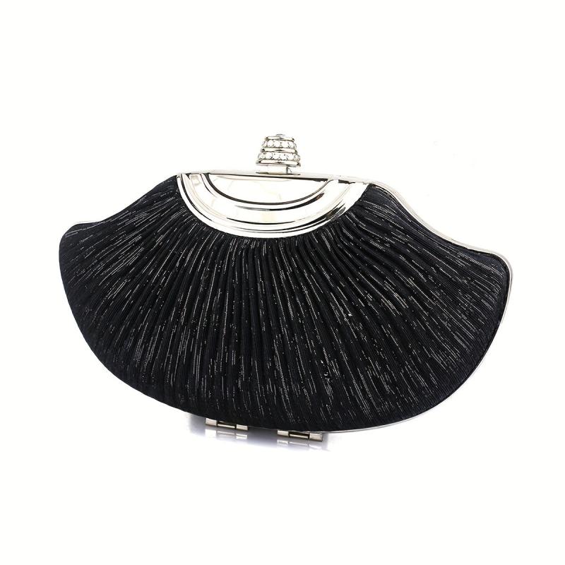 Shell Shaped Evening Bag Rhinestone Decor Dinner Clutch Formal Banquet Handbag