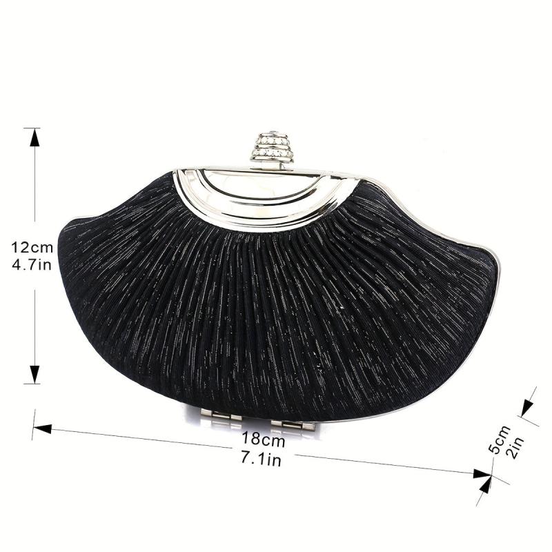 Shell Shaped Evening Bag Rhinestone Decor Dinner Clutch Formal Banquet Handbag