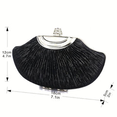 Shell Shaped Evening Bag Rhinestone Decor Dinner Clutch Formal Banquet Handbag