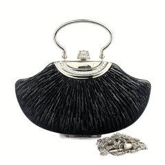 Shell Shaped Evening Bag Rhinestone Decor Dinner Clutch Formal Banquet Handbag