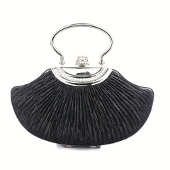 Shell Shaped Evening Bag Rhinestone Decor Dinner Clutch Formal Banquet Handbag