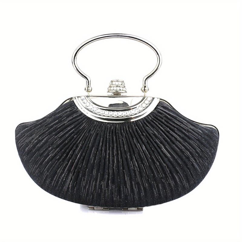 Shell Shaped Evening Bag Rhinestone Decor Dinner Clutch Formal Banquet Handbag