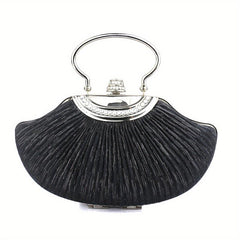 Shell Shaped Evening Bag Rhinestone Decor Dinner Clutch Formal Banquet Handbag