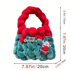 Christmas Velvet Woven Handbag Contrast Party Gift Bag