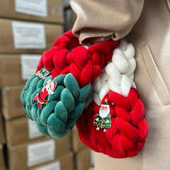 Christmas Velvet Woven Handbag Contrast Party Gift Bag