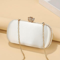Mini Pearl Rhinestone Evening Clutch Bag Women's Dinner Purse