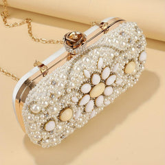 Mini Pearl Rhinestone Evening Clutch Bag Women's Dinner Purse