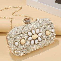 Mini Pearl Rhinestone Evening Clutch Bag Women's Dinner Purse