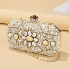 Mini Pearl Rhinestone Evening Clutch Bag Women's Dinner Purse