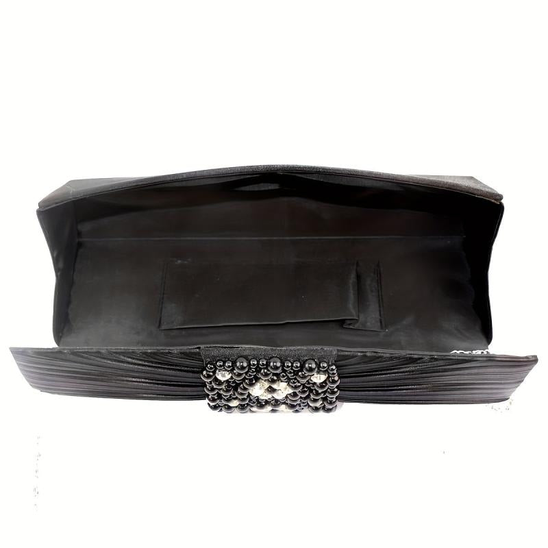 Pleated Rhinestone Glitter Chain Clutch Wedding Purse