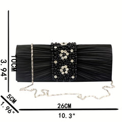 Pleated Rhinestone Glitter Chain Clutch Wedding Purse