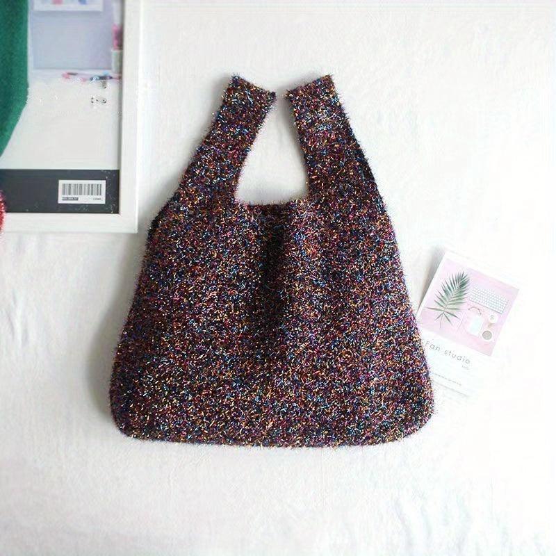 Glitter Knitted Evening Bag Tote Handbags Women's Clutch Purse